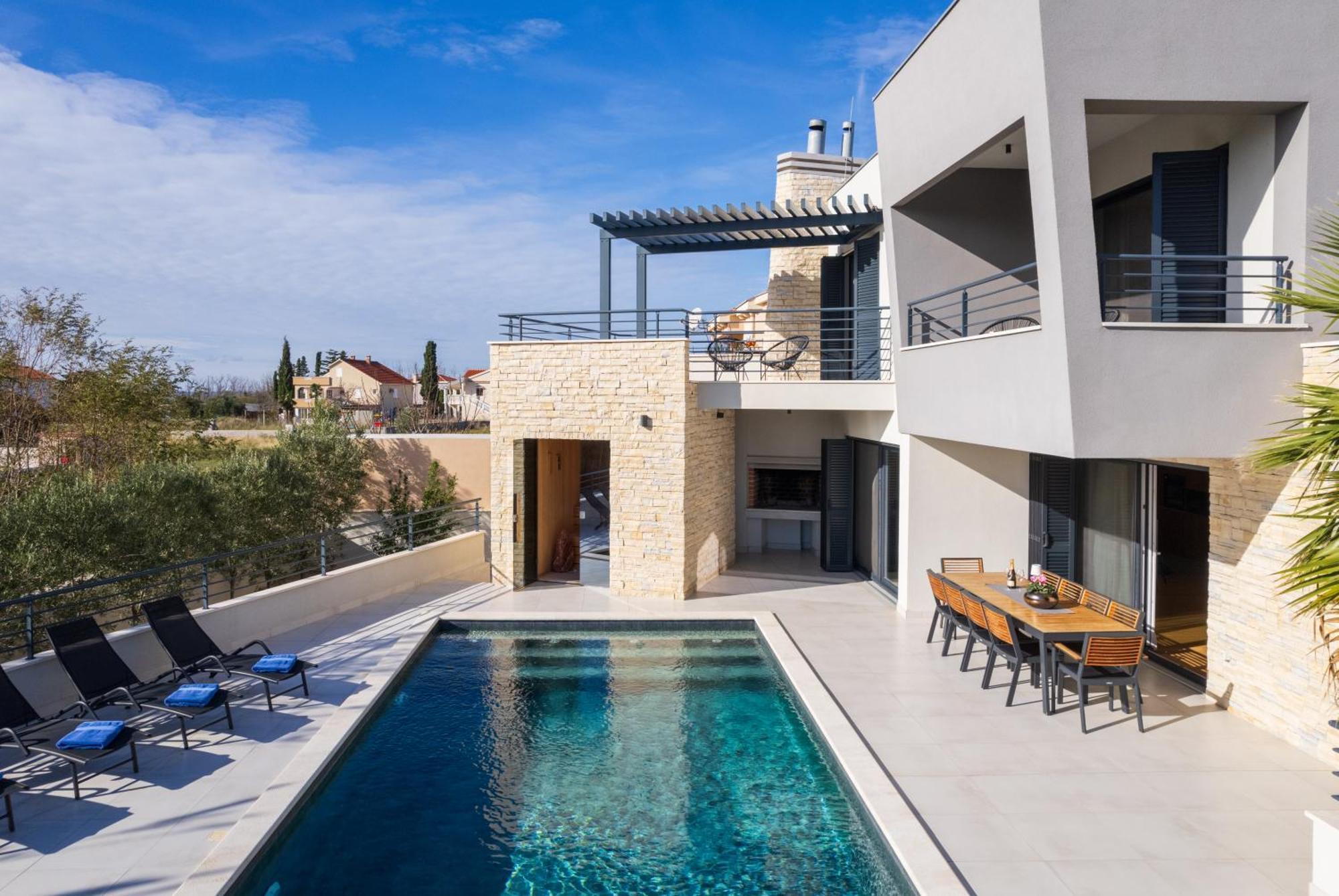 Villa Roca With Heated Pool And Sauna Privlaka  Eksteriør bilde